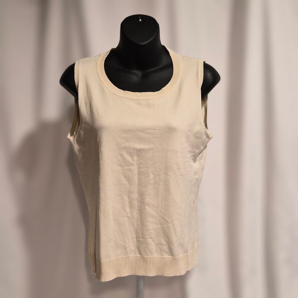 Vtg Cream August Silk Blend Sleeveless Sweater Tank Top Fairycore Knit Vest L